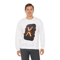 Gebo Rune Stone Graphic Sweatshirt - Medium Heavy Fleece Crewneck - Unisex White
