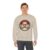 70s Sunset Poodle Aviators Graphic Sweatshirt - Heavy Blend Cotton-Poly Crewneck - Unisex White
