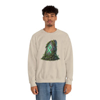 Othala Rune Ancient Stone Sweatshirt - Heavy Blend Cotton Polyester Crewneck - Unisex White