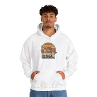 Retro 70s Sunset Bengal Cat Hoodie - Cozy Fleece Blend Pullover - Unisex Ash
