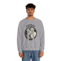 Mannaz Humanity Rune Graphic Sweatshirt - Heavy Blend Fleece Crewneck - Unisex White