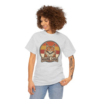 Maine Coon Retro 70s Sunset T-Shirt - Heavy Cotton Classic Fit Tee - Unisex White