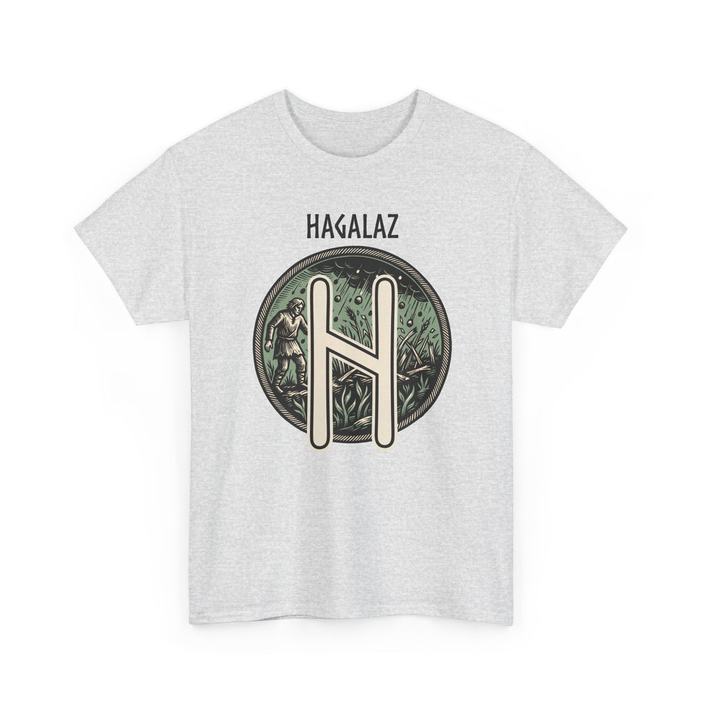 Hagalaz Rune Nordic Graphic T-Shirt - Heavy Cotton Classic Fit Tee - Unisex White
