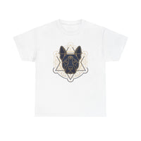 Third Eye Spirit Dog Sacred Geometry T-Shirt - Heavyweight Cotton Classic Fit Tee - Unisex White