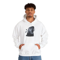 Mannaz Rune Humanity Reflection Hoodie - Heavyweight Fleece Pullover - Unisex White