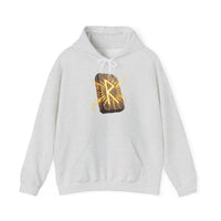 Raido Rune Journey Wheel Hoodie - Soft Cotton Blend Pullover Hooded - Unisex White