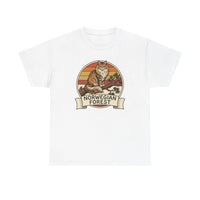 Norwegian Forest Cat Retro Sunset T-Shirt - Heavy Cotton Classic Fit Tee - Unisex White