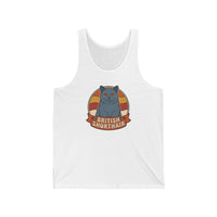 British Shorthair Retro Sunset Tank Top - Soft Lightweight Cotton Jersey - Unisex White