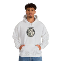 Mannaz Rune Symbol Graphic Hoodie - Heavy Blend Fleece Pullover - Unisex White