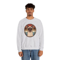 Siamese Cat 70s Sunset Aviator Sweatshirt - Heavy Blend Cotton Blend Crewneck - Unisex White
