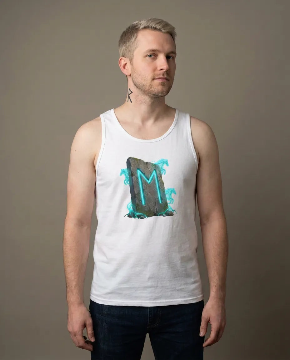 Ehwaz Rune Spirit Horses Tank Top - Lightweight Cotton Retail Fit Jersey - Unisex Athletic Heather
