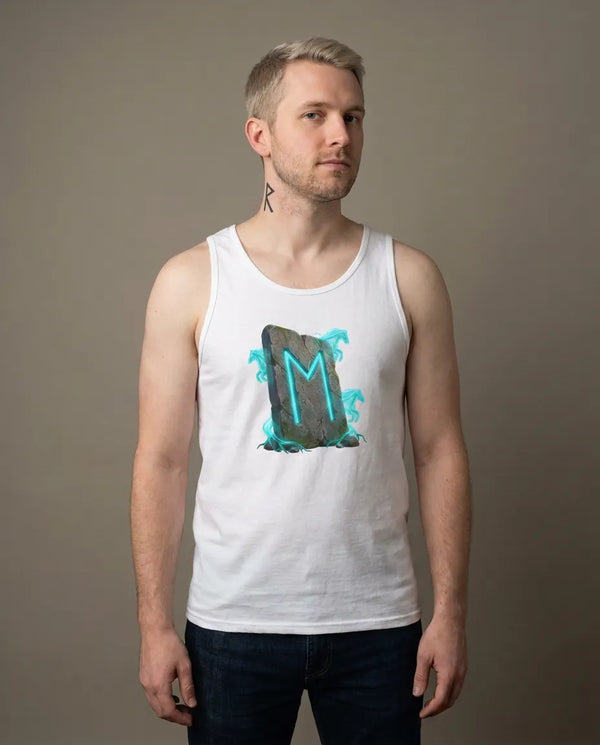 Ehwaz Rune Spirit Horses Tank Top - Lightweight Cotton Retail Fit Jersey - Unisex Athletic Heather