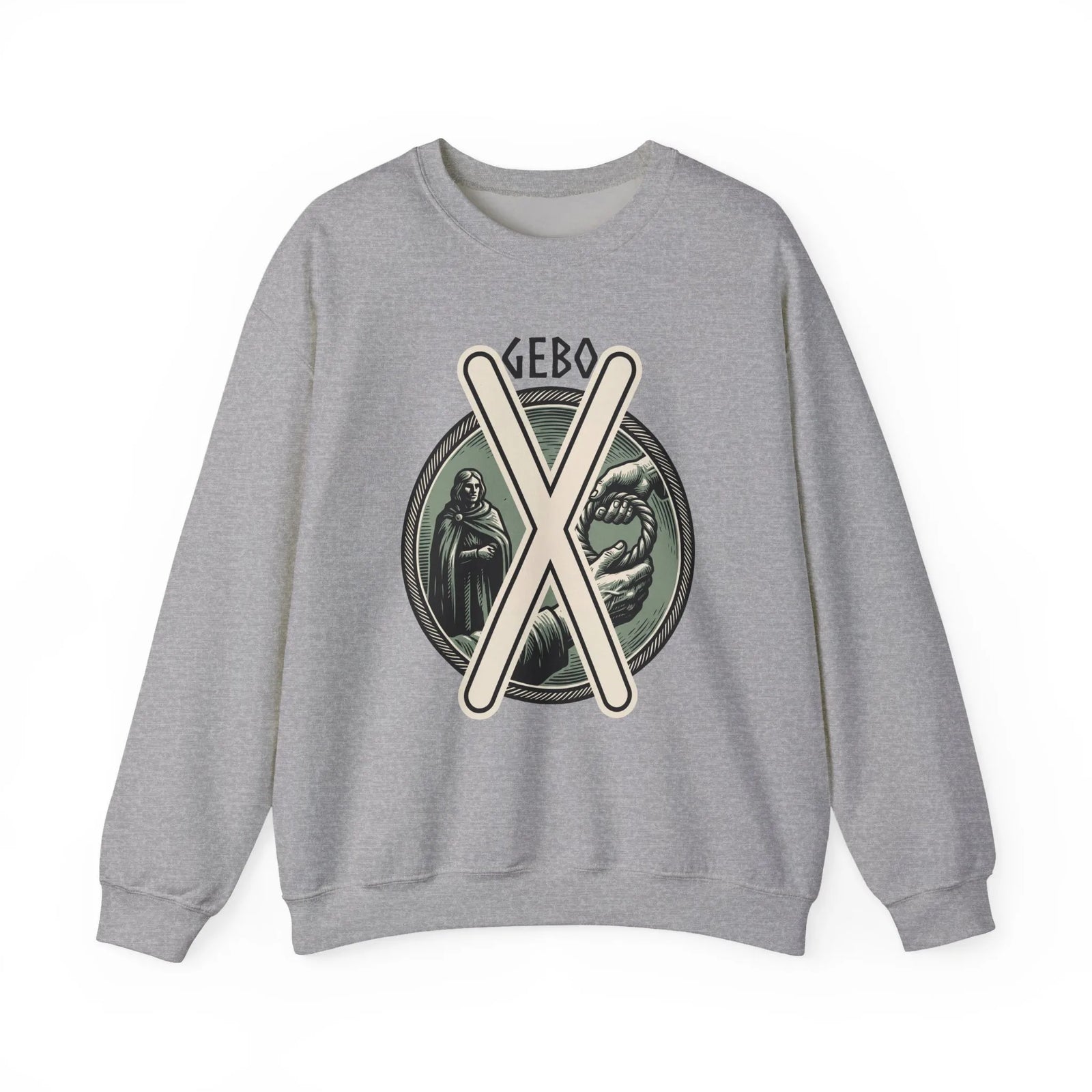 Gebo Rune Gift Cycle Graphic Sweatshirt - Heavyweight Cotton Blend Crewneck - Unisex White