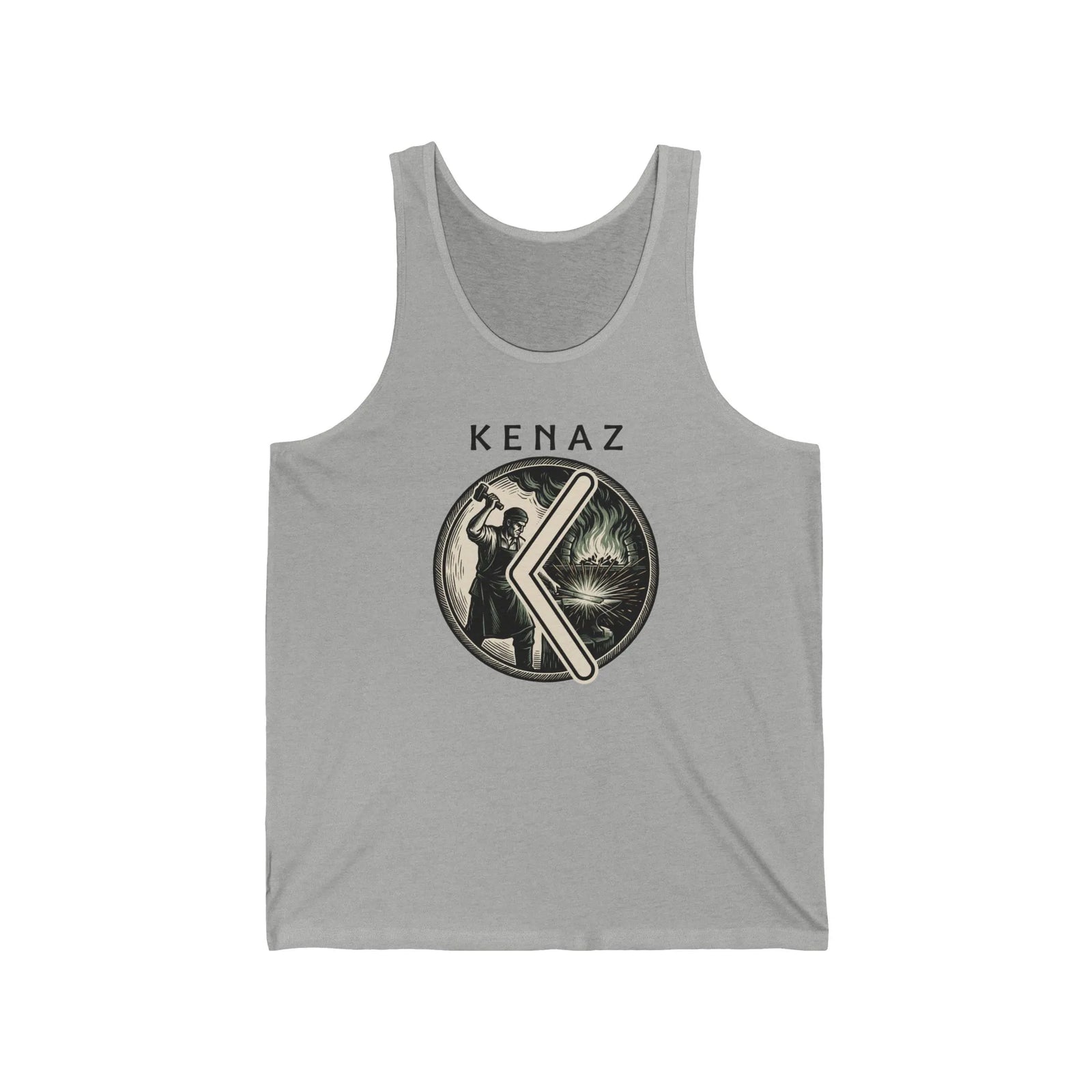 Kenaz Rune Creative Forge Tank Top - Lightweight Airlume Combed Cotton Jersey - Unisex White