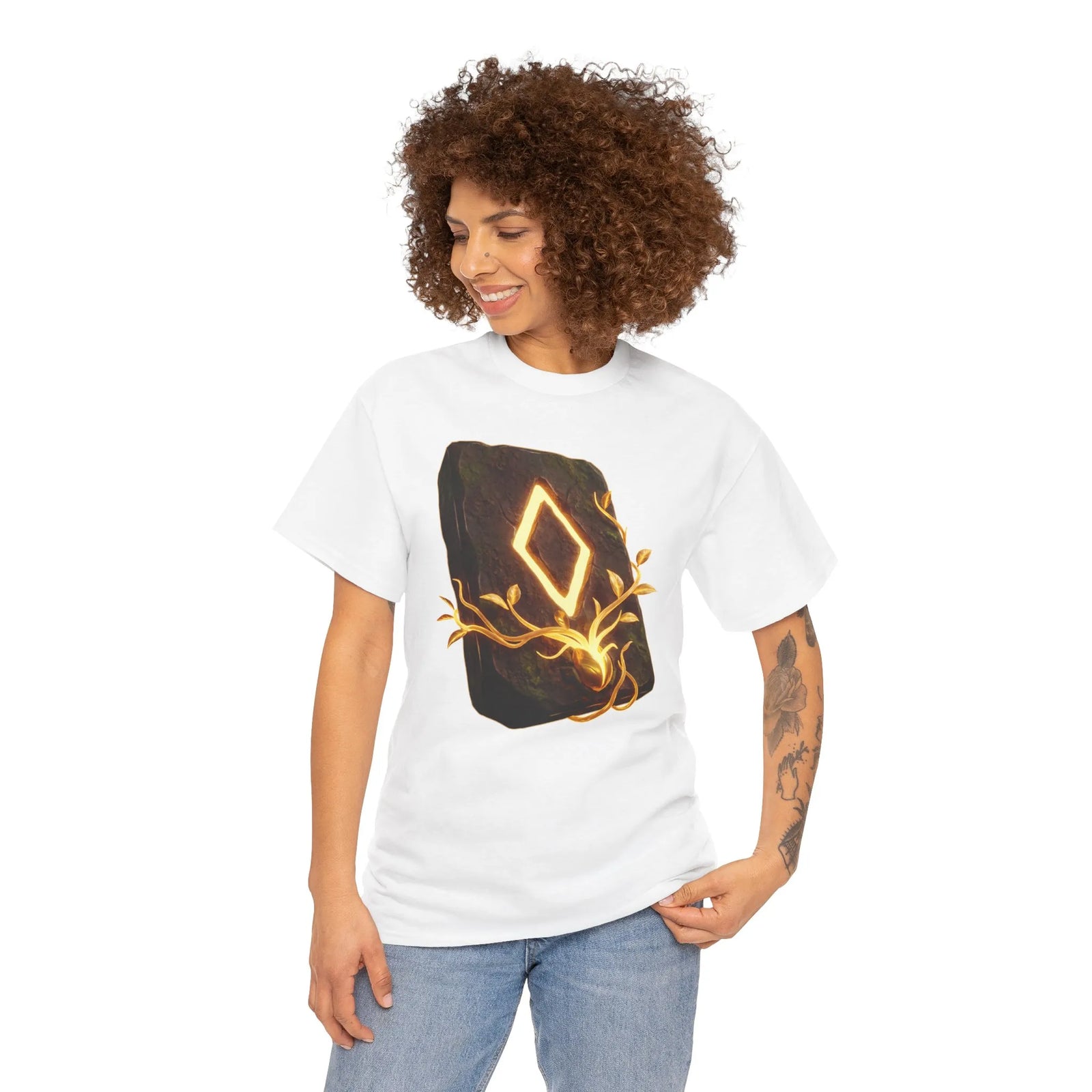 Ingwaz Rune Sacred Seed T-Shirt - Heavy Cotton Classic Fit Tee - Unisex White
