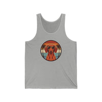 Dachshund 70s Sunset Aviators Tank Top - Lightweight Cotton Retail Fit - Unisex White