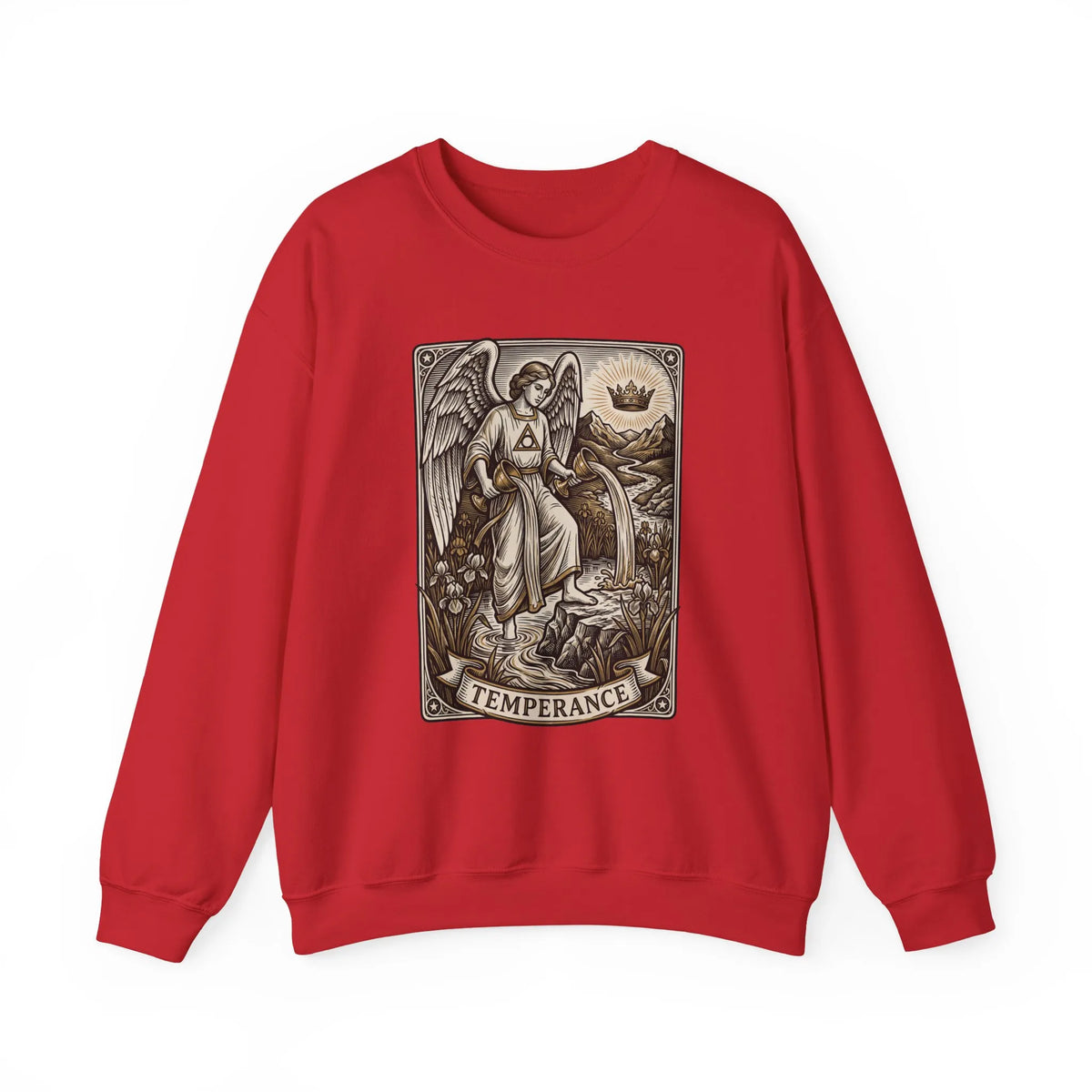 Temperance Tarot Card Angel Sweatshirt - Heavy Blend Fleece Crewneck - Unisex White