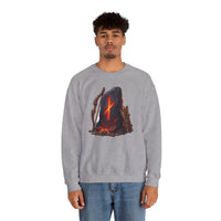 Nauthiz Rune Need-Fire Graphic Sweatshirt - Heavy Blend Crewneck Fleece - Unisex White