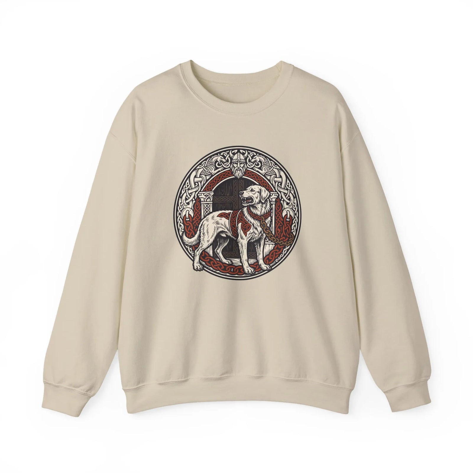 Garmr Norse Wolf Graphic Sweatshirt - Heavy Blend Classic Fit Crewneck - Unisex White