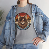 Maine Coon Cat Aviator Sunglasses T-Shirt - Heavy Cotton Classic Fit Tee - Unisex White