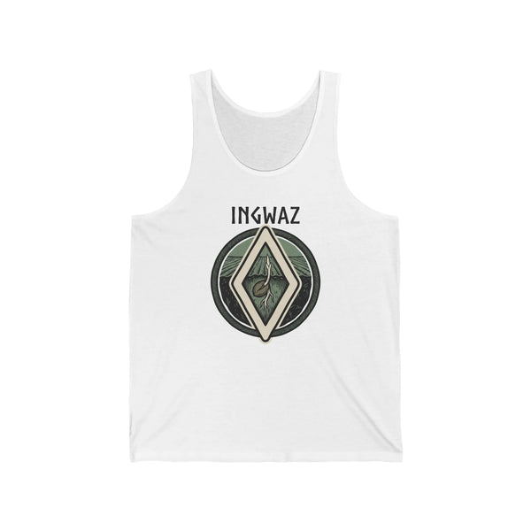 Ingwaz Rune Seed Potential Tank Top - Soft Lightweight Cotton Jersey - Unisex White