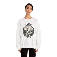 Raido Rune Journey Sweatshirt - Heavy Blend Classic Fit Crewneck - Unisex White