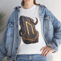 Uruz Rune Wild Ox Strength T-Shirt - Heavy Cotton Classic Fit Tee - Unisex White