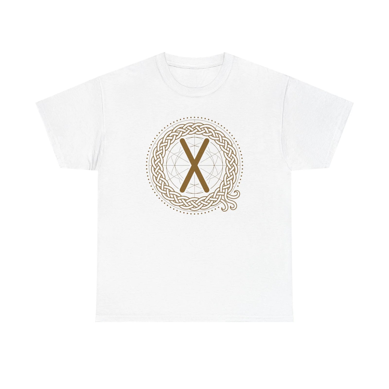 Gebo Rune Celtic Knot T-Shirt - Heavy Cotton Classic Fit Tee - Unisex White
