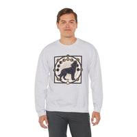 Sacred Geometry Spirit Dog Sweatshirt - Heavyweight Cotton Blend Crewneck - Unisex White