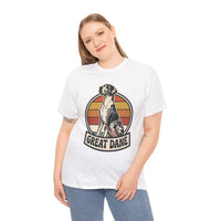 Great Dane Retro 70s Sunset Graphic T-Shirt - Heavy Cotton Classic Fit Tee - Unisex White