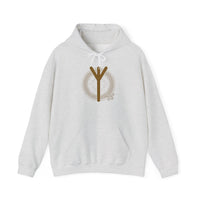 Elhaz Protection Rune Hoodie - Heavy Cotton Blend Fleece Pullover - Unisex White