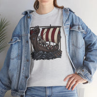 Viking Berserker Dogs Longship T-Shirt - Heavy Cotton Classic Fit Tee - Unisex White