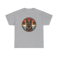 German Shepherd 70s Sunset Aviators T-Shirt - Heavy Cotton Classic Fit Tee - Unisex White