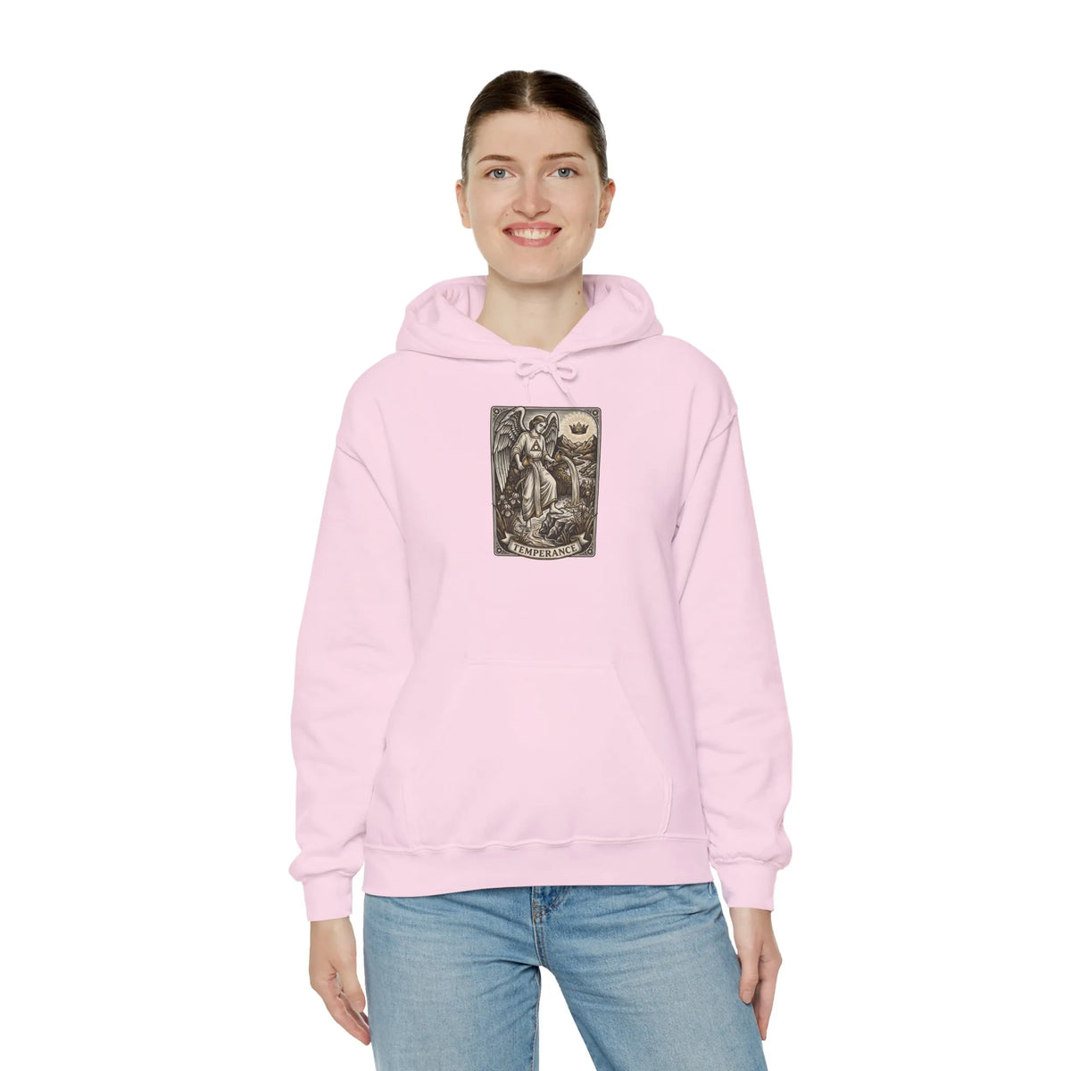 Temperance Tarot Card Hoodie - Heavy Blend Fleece Pullover - Unisex White