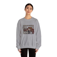 Freyja's Sacred Cats Norse Woodcut Sweatshirt - Heavy Blend Crewneck Fleece - Unisex White