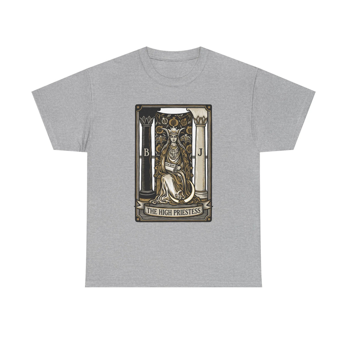The High Priestess Tarot Card T-Shirt - Heavy Cotton Classic Fit Tee - Unisex White