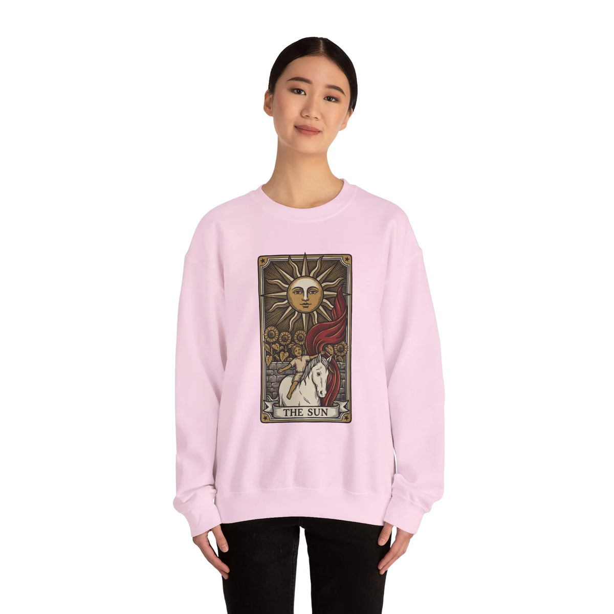 The Sun Tarot Card Sweatshirt - Heavy Blend Fleece Crewneck - Unisex White