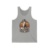 Great Dane Retro 70s Sunset Tank Top - Lightweight Airlume Cotton Jersey - Unisex Athletic Heather