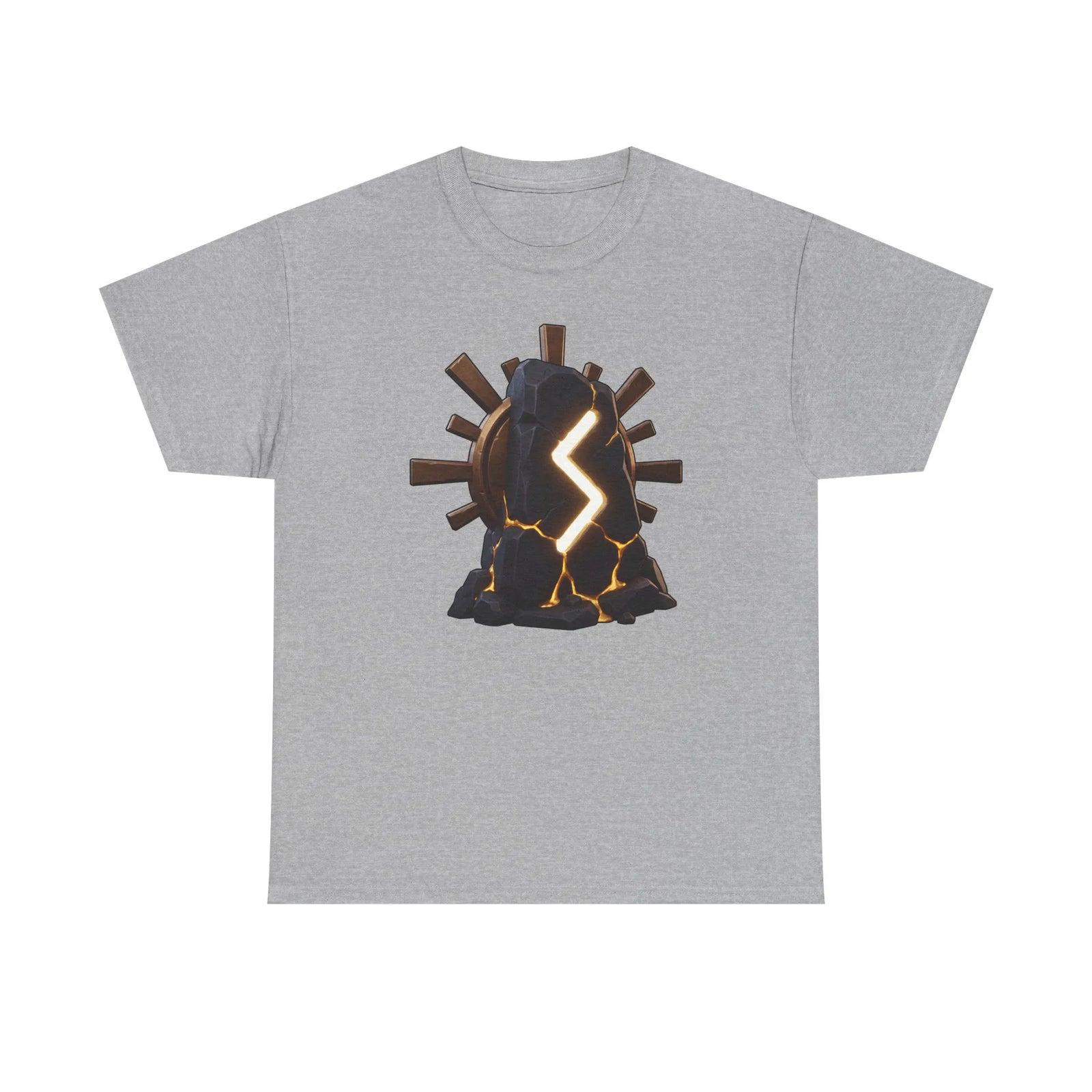 Sowulo Sun Ray Rune Graphic T-Shirt - Heavy Cotton Classic Fit Crewneck - Unisex White