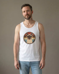 Siamese Cat Aviators Tank Top - Lightweight Cotton Jersey Retail Fit - Unisex White