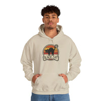 Black Cat Retro Sunset Hoodie - Heavy Blend Cotton-Poly Fleece - Unisex White