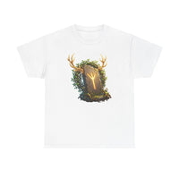 Elhaz Rune Elk Protection T-Shirt - Heavy Cotton Classic Fit Tee - Unisex White