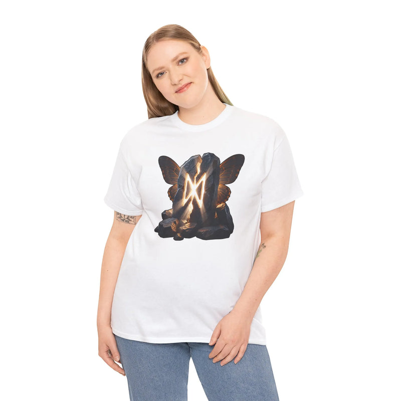 Dagaz Rune Breakthrough Symbol T-Shirt - Heavyweight 100% Cotton Classic Fit Tee - Unisex White