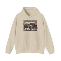 Freyja's Sacred Cats Chariot Graphic Hoodie - Cozy Fleece Pullover Hoodie - Unisex Off White