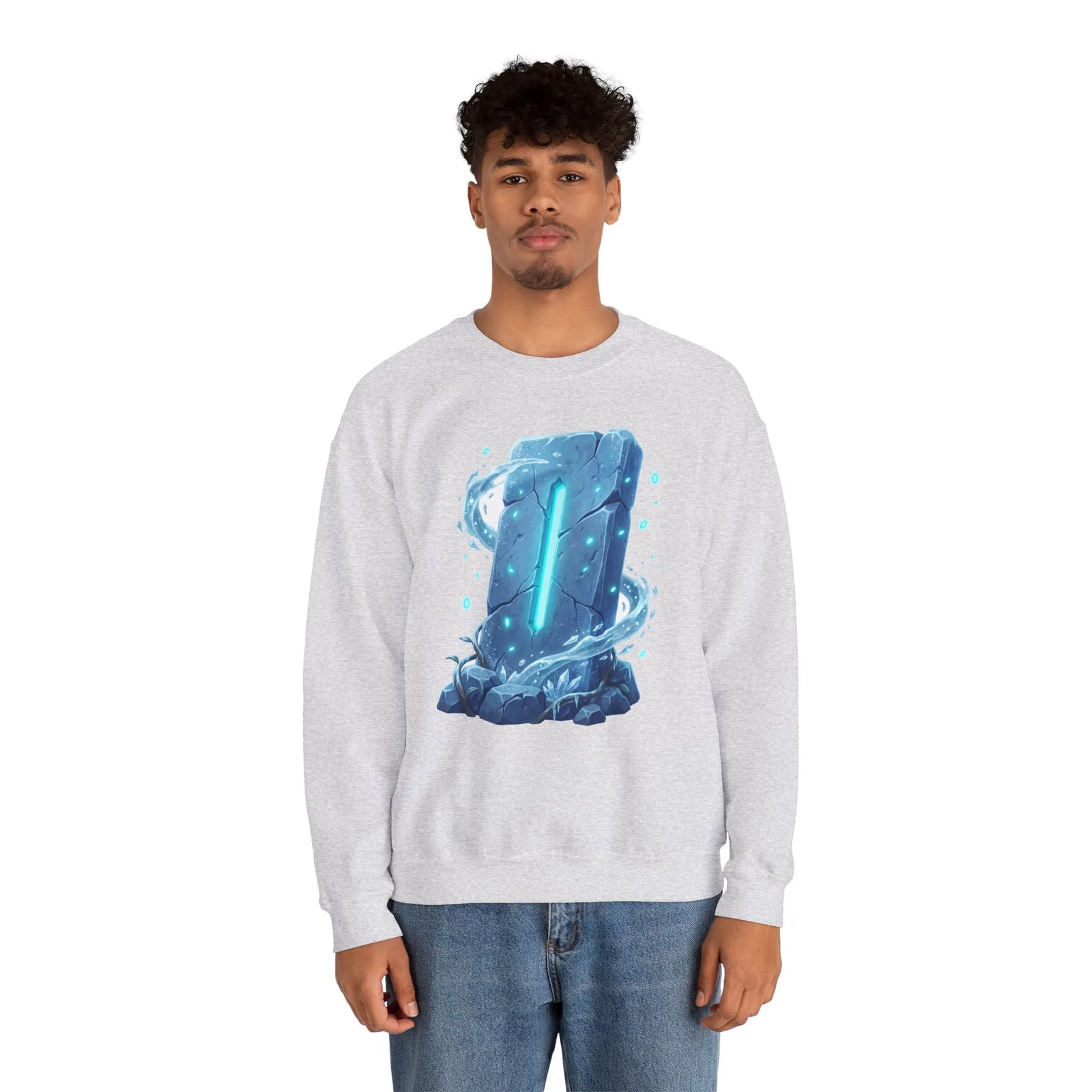 Isa Rune Ice Glacier Sweatshirt - Heavy Blend Fleece Crewneck - Unisex White