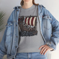 Viking Berserker Dogs Longship T-Shirt - Heavy Cotton Classic Fit Tee - Unisex White