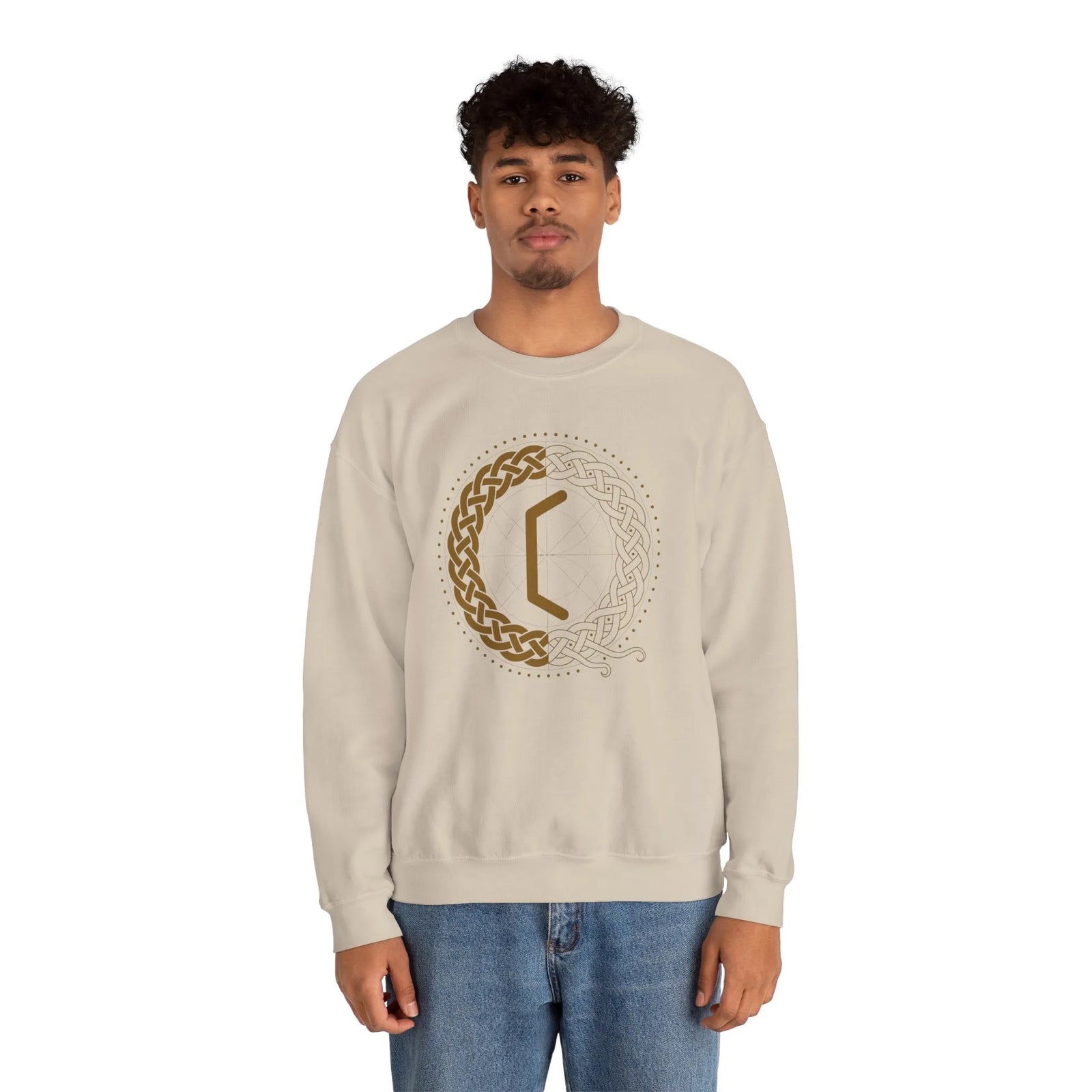 Perthro Rune Norse Mythology Sweatshirt - Heavy Blend Fleece Crewneck - Unisex White