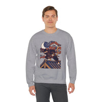 Ninja Cat Ukiyo-e Samurai Sweatshirt - Soft Heavyweight Fleece Crewneck - Unisex White