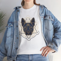 Third Eye Spirit Dog Sacred Geometry T-Shirt - Heavyweight Cotton Classic Fit Tee - Unisex White