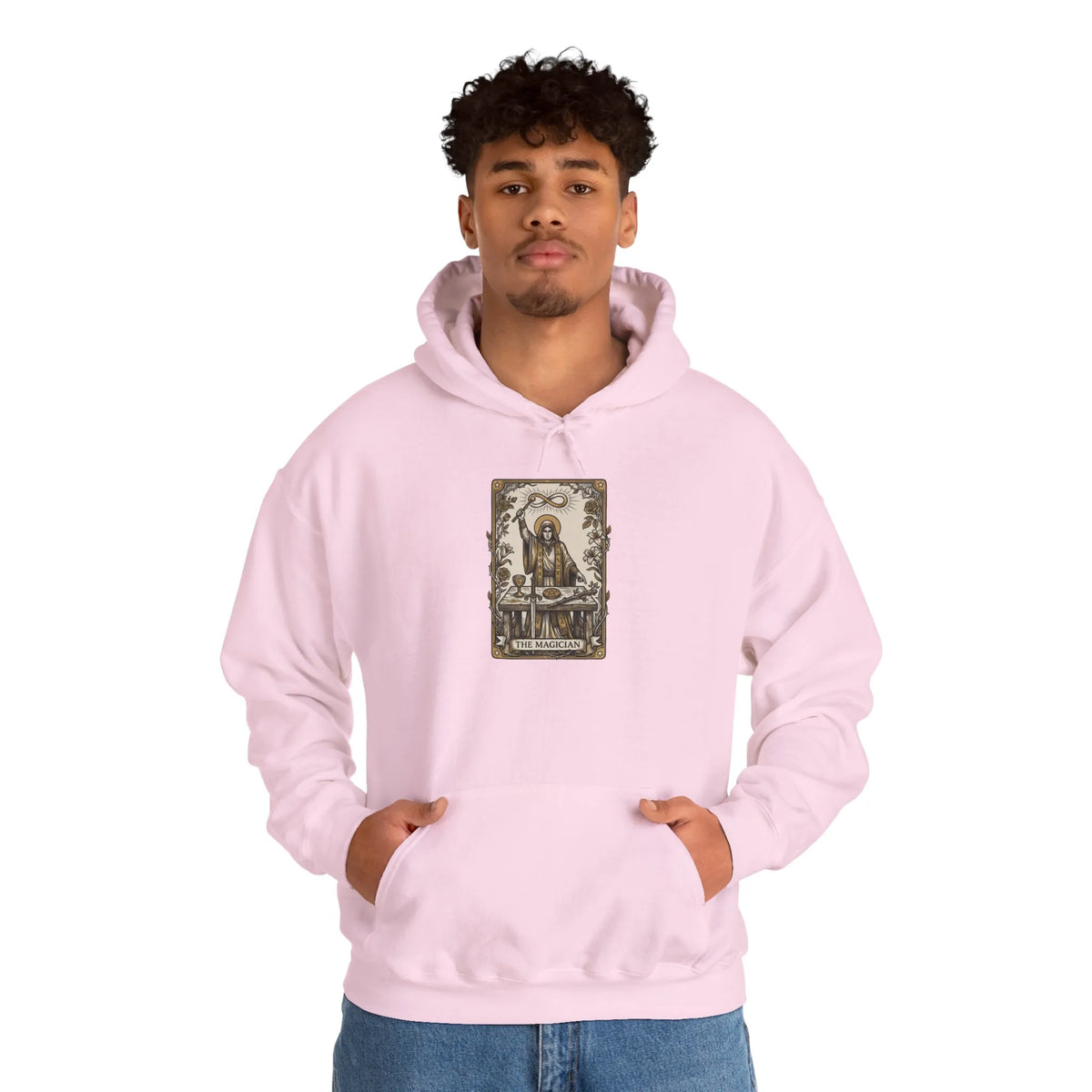 The Magician Tarot Card Hoodie - Cozy Fleece Pullover - Unisex White